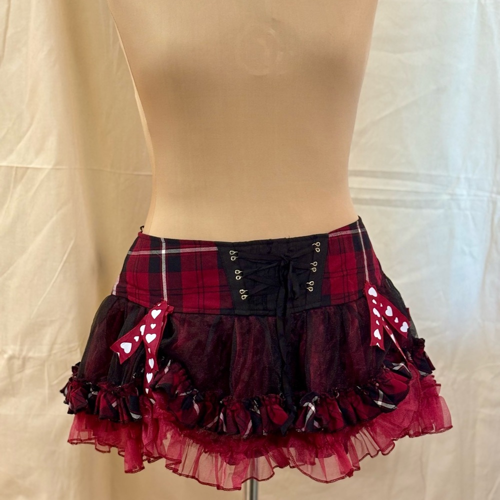Tripp NYC Pink and Black Plaid Mini Skirt
